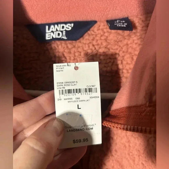 Lands End Sherpa Fleece Full Zip Up Womens Large Jacket Soft - Dark Rose Clay - Picture 3 of 10